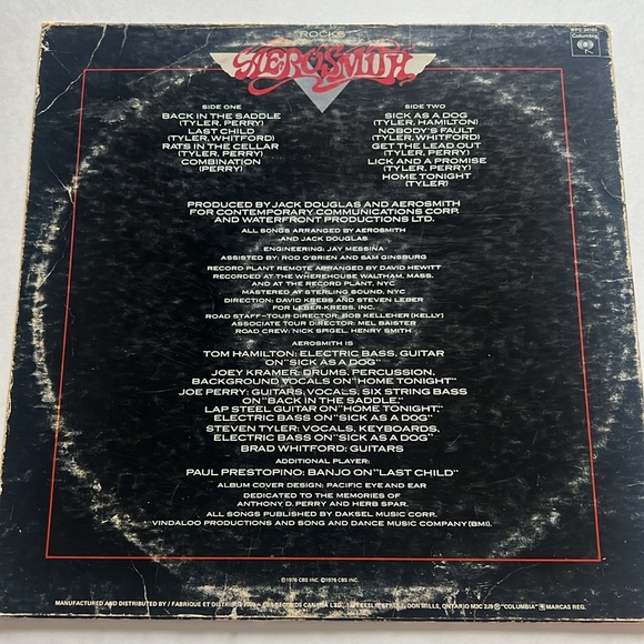 Aerosmith - rocks - vintage vinyl record- condition is G - Picture 2 of 6